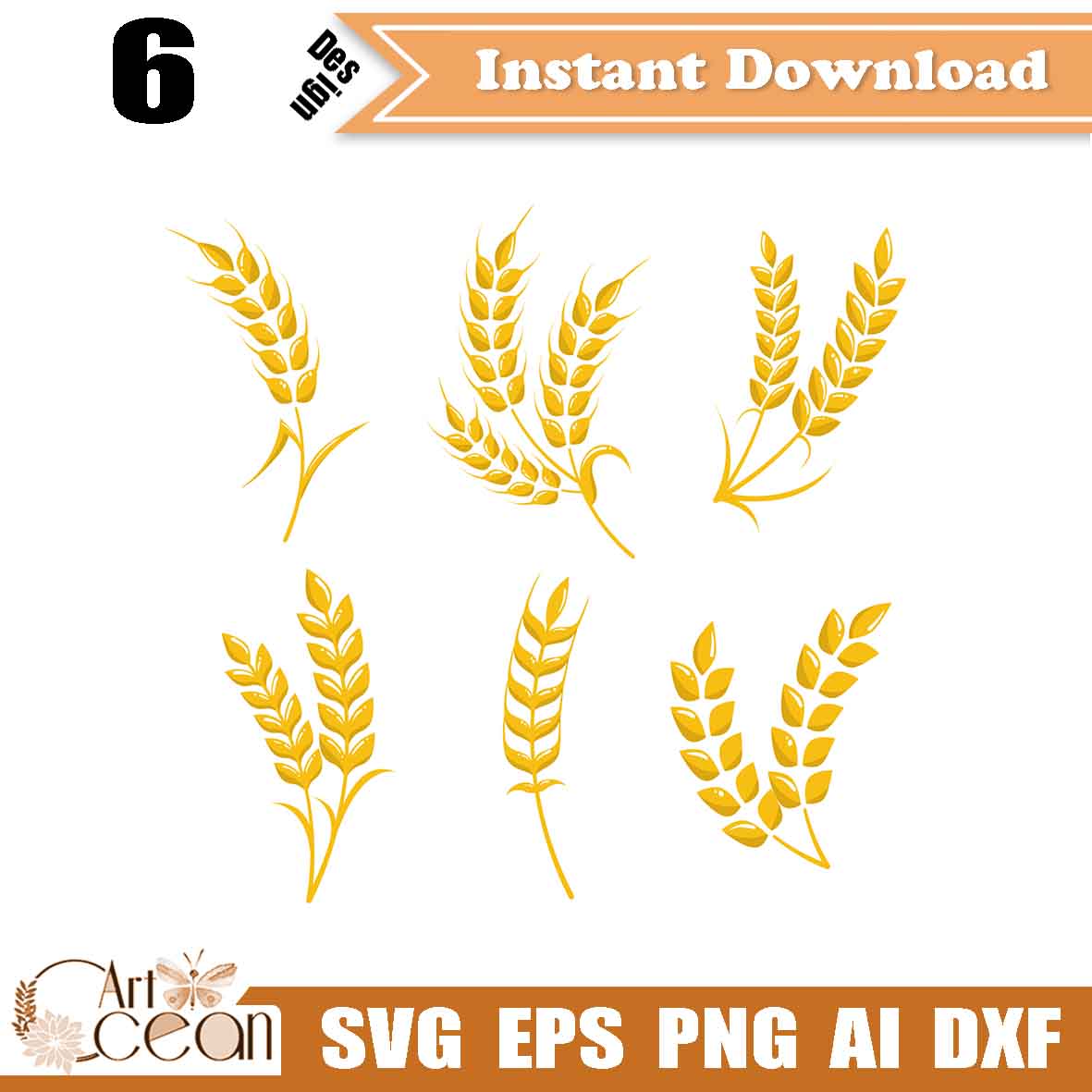 Wheat Svg Grain Decorative Frame Svg Garland Svg Rice Plant Svg Wheat Logo Vector Silhouette Cut