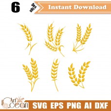 Wheat svg,Grain decorative frame svg,garland svg,rice plant svg,Wheat logo vector silhouette cut file cricut stencil png dxf-HUA21
