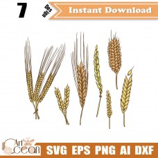 Wheat svg,Grain decorative frame svg,garland svg,Wheat logo vector silhouette cut file cricut stencil png dxf-HUA23
