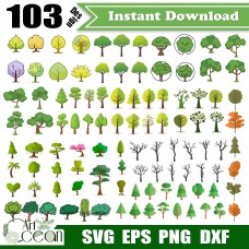 Tree svg,plant svg,leaf svg,pine svg,Tree clipart logo silhouette cricut stencil file png dxf file-HUA30