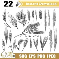 Wheat svg,Grain decorative frame svg,Hand draw grain clipart,wheat clipart silhouette cut file stencil file png-HUA38