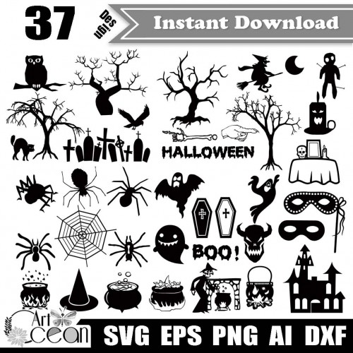 Download Halloween Svg Bat Svg Tree Svg Witch Svg Zombie Svg Spider Web Svg Halloween Clipart Sihouette Cut File Cricut Stencil File Png Dxf Jy09