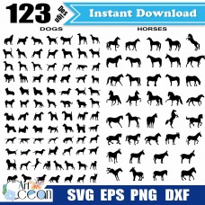 Horse svg clipart,dogs svg clipart,horse dog vector cricut silhouette cut file png dxf-JY107
