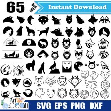 Wolf svg,Wolf head svg clipart,animal svg,wolf clipart vector monogram silhouette cut file cricut stencil file png dxf-JY112