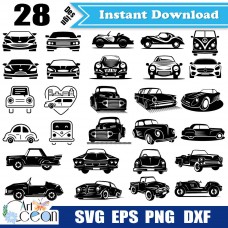 Car vehicle svg,classic cars svg clipart vector silhouette cut file cricut stencil file png dxf-JY123