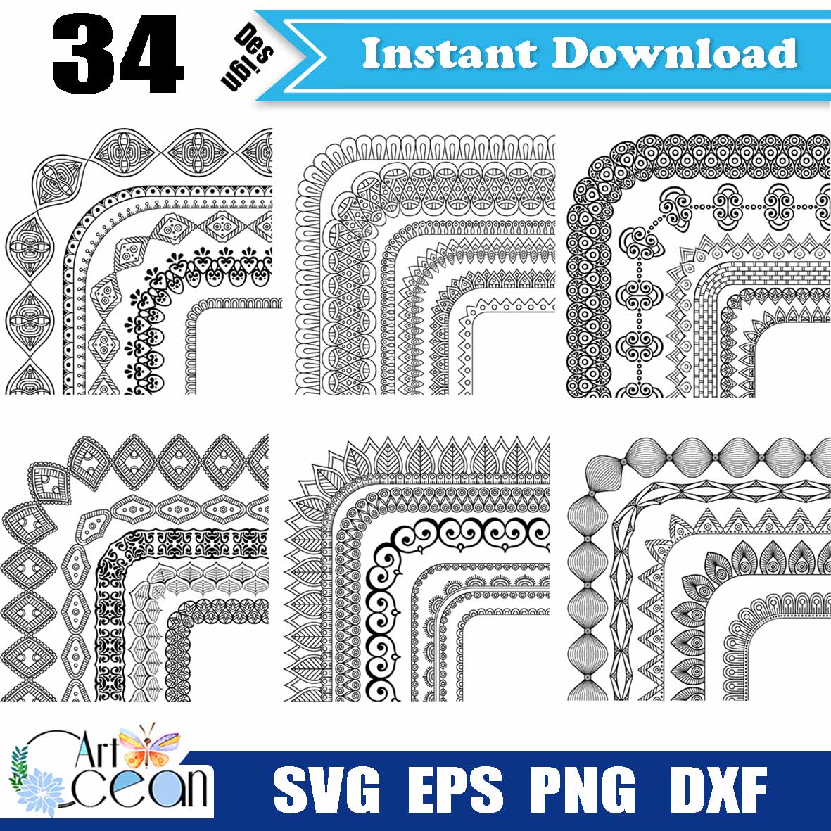 Flower floral border trim separator svg clipart,Flower svg clipart ...