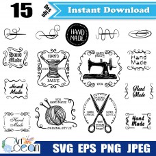 Handmade seving tools svg clipart,handmade seving toos vector silhouette cut file cricut png dxf-JY167