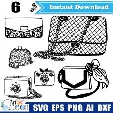 Handbag purse shoulder bag svg clipart logo vector silhouette cut file stencil file cricut png dxf-JY17