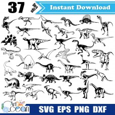 Dinosaur animals svg clipart vector circut silhouette cut file png dxf-JY180