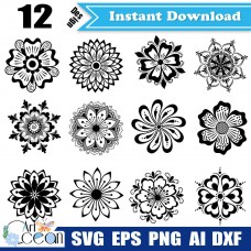 Classical pattern svg clipart,decorative svg,flower svg,Mandala svg,Classical silhouette cut file cricut stencil file png dxf-JY188