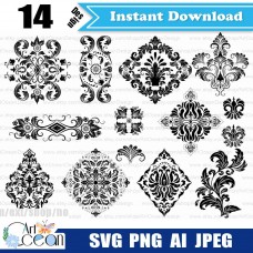 Classical pattern svg clipart,flower texture svg,classical flower vector cut file cricut png-JY190