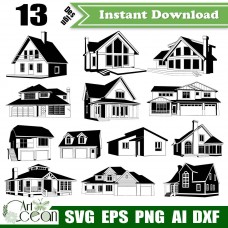 House svg,home svg,farm svg,House Clipart silhouette cut file cricut png dxf-JY201