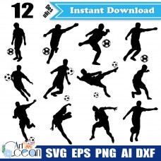 Football svg clipart,footballer svg clipart,football vector silhouette cut file Circut png dxf-JY202