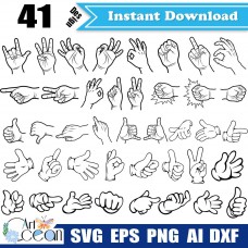 Fingers svg,palms svg,thumbs svg,gestures svg,fist svg,fingers vector silhouette cut file cricut png dxf-JY207