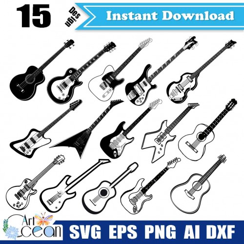 Music Notes SVG  Guitar Note Svg  Cut Files  Cricut  Clipart  Silhouette  Stencil  Dxf  Vector