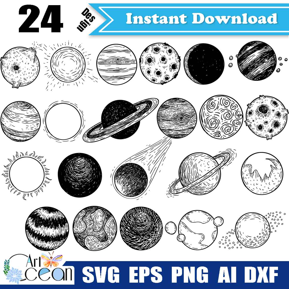 Planets svg clipart,earth svg,moon svg,mars svg,saturn svg,sun svg ...