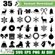 Christmas svg,santa claus svg,snowflakes svg,gingerbread svg,christmas clipart vector silhouette cut file cricut png dxf-JY231