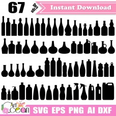Bottle svg,container svg,kitchen svg,pot svg,milk bottle svg,vase svg,bottle clipart vector silhouette cut file Cricut png dxf file-JY238