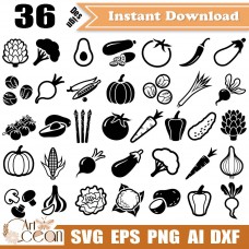 Vegetable svg,pumpkin svg,pepper svg,radishe svg,tomatoe svg,onion svg,corn svg,cabbage svg,vegetable clipart vector silhouette cut file cricut dxf png-JY243