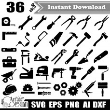 Tools svg,hammer svg,saw svg,wrenche svg,drill svg,screw svg,brushe svg,pliers svg,shovel svg,Tool clipart png dxf file-JY244