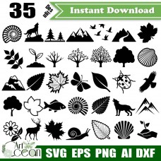 Tree svg,leave svg,mountain svg,insect svg,conche svg,fish svg,shell svg,seed svg,travel svg clipart  vector silhouette cut file cricut png dxf-JY246