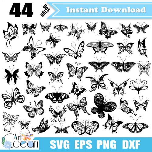 Download Butterfly Svg Butterfly Clipart Butterfly Vector Silhouette Cut File Stencil File Png Dxf Jy247