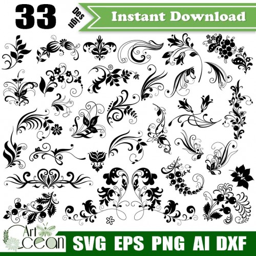 Free Free 144 Wreath Silhouette Flower Border Svg SVG PNG EPS DXF File