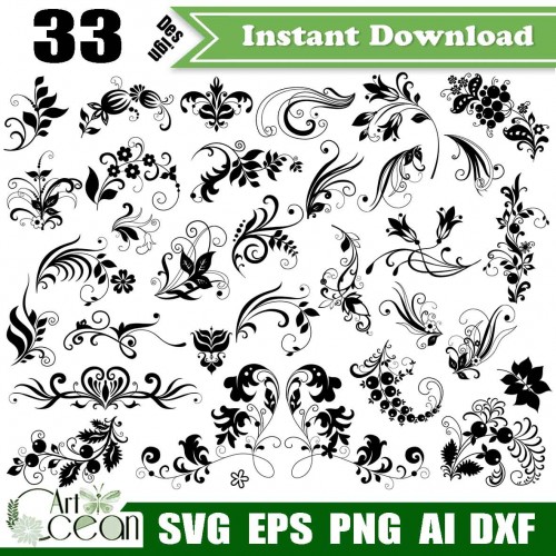 Free Free 318 Wreath Silhouette Flower Border Svg SVG PNG EPS DXF File