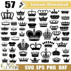 Crown svg,crown clipart,king svg,queen svg,crown vector silhouette cut file cricut stencil file png dxf-JY253