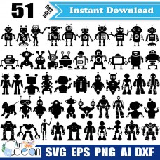 Robot svg,Intelligent robot svg,Transformers svg,robot png,robot clipart silhouette cut file cricut dxf-JY261