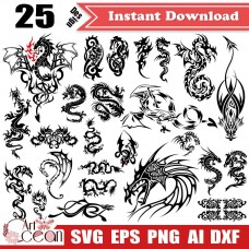 Animal svg,totem svg,dragon svg,animal dragon silhouette cut file cricut stencil file png dxf