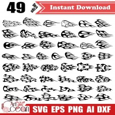 Fire svg,Flame svg,wave svg,motorcycle sticker svg,totem svg,Fire flame Clipart silhouette cut file cricut png dxf-JY281