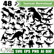 Dinosaur svg,tyrannosaurus svg,triceratops svg,stegosaurus svg,velociraptor svg,dinosaur clipart vector silhouette cut file stencil file png dxf-JY290