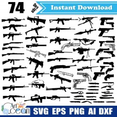 Gun svg clipart,arms svg,rifle svg,sniper rifle svg,pistol svg,machine gun svg,dagger svg,Gun vector silhouette cut file cricut stencil file png dxf-JY308
