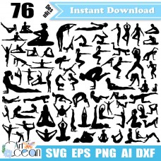 Yoga svg,women sports svg clipart,yoga clipart vector silhouette cut file cricut png dxf file-JY312