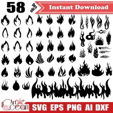 Fire svg,flames svg,fire clipart,fire clipart vector silhouette cut file cricut stencil file png dxf-JY318