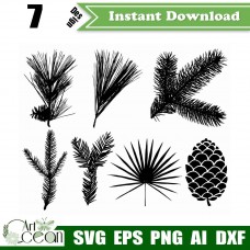 Branches pine cone svg clipart,leaf svg,leaves svg,Branches pine cone vector cut file cricut png dxf-JY31