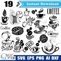 Coffee Svg Coffee Cup Svg Coffee Bean Svg Coffee Clipart Coffee Letters Svg Coffee Cup Png Sihouette Cut File Cricut Stencil File Dxf Jy322