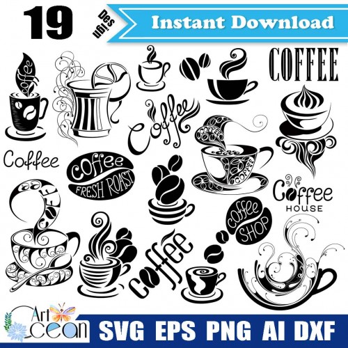 Download Coffee Svg Coffee Cup Svg Coffee Bean Svg Coffee Clipart Coffee Letters Svg Coffee Cup Png Sihouette Cut File Cricut Stencil File Dxf Jy322