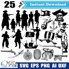 Pirate svg,pirate ship svg,explosive svg,compass svg,treasure svg,pirate clipart silhouette cut file cricut png dxf-JY324