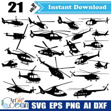 Helicopter svg,aircraft svg,helicopter clipart silhouette cut file cricut stencil file png dxf-JY332