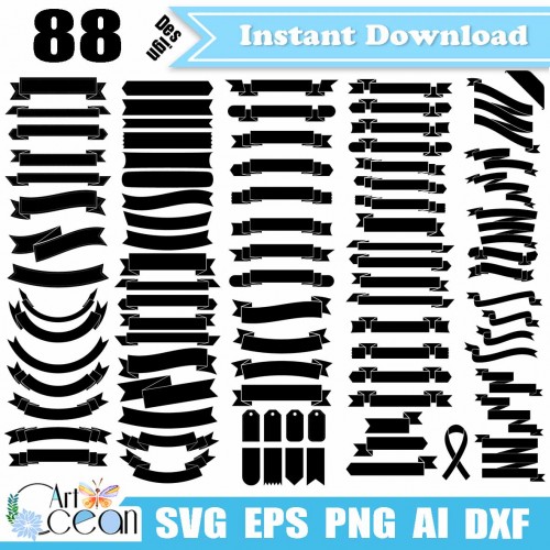 Download Ribbon Svg Banner Vecor Svg Label Svg Flag Svg Ribbon Clipart Logo Cricut Silhouette Cut File Stencil File Png Dxf Jy347