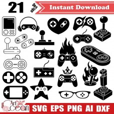 Game controller svg,game svg,game joystick svg,game controller clipart silhouette cut file cricut stencil file png dxf-JY349