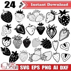 Strawberry svg,strawberry slice svg,strawberry vector silhouette cut file cricut stencil file png dxf-JY352
