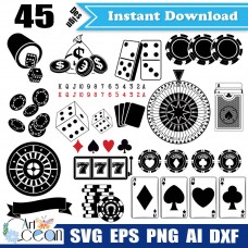 Casino svg,Poker svg,dice svg,gambling svg,gambling clipart,casino poker png,playing cards svg, vector silhouette cut file cricut png dxf-JY355