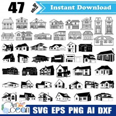 House svg,home svg,farm svg,house farm clipart,house png vector silhouette cut file cricut dxf-JY357