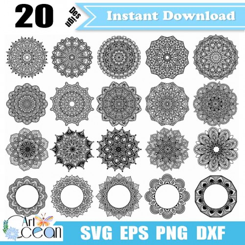 Download Mandala Svg Flower Svg Monogram Svg Zentangle Svg Mandala Clipart Png Mandala Silhouette Cut File Cricut Stencil File Png Dxf Jy377