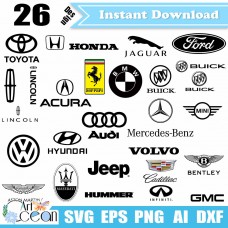 Car logos svg Clipart,car brand logo svg,Automotive Automobile logo svg,Car logos silhouette cut file Cricut png dxf file-JY378