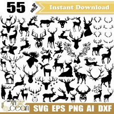 Deer svg,deer head svg clipart,deer vector,deer hunting svg,deer silhouette cut file cricut dxf-JY388