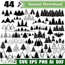 Pine tree svg,forest svg,christmas tree svg,pine tree clipart silhouette cut file cricut stencil file png dxf-JY389